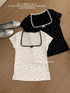 Vintage Polka Dot Square Neck Tops